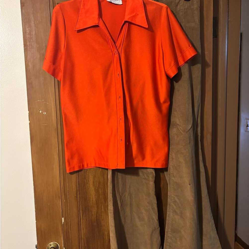 Vintage Red-Orange Button Down size 14